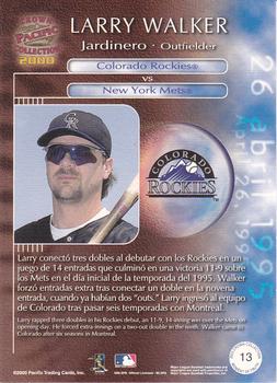 2000 Pacific Crown Collection - Moment of Truth #13 Larry Walker  Back