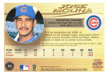 2000 Pacific Crown Collection - Premiere Date #50 Jose Molina  Back