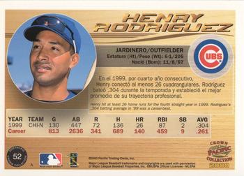 2000 Pacific Crown Collection - Premiere Date #52 Henry Rodriguez  Back