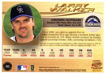 2000 Pacific Crown Collection - Premiere Date #95 Larry Walker  Back