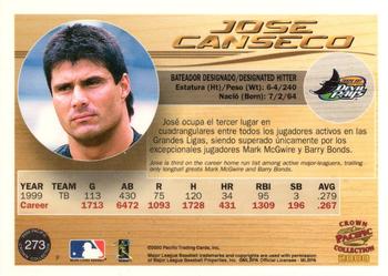 2000 Pacific Crown Collection - Premiere Date #273 Jose Canseco  Back