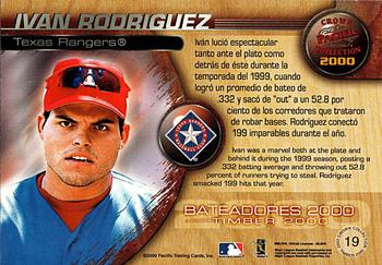 2000 Pacific Crown Collection - Timber 2000 #19 Ivan Rodriguez  Back
