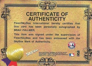 1998 SkyBox E-X2001 - Signature 2001 #NNO Brad Fullmer Back