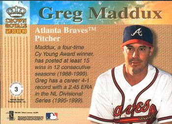 2000 Pacific Crown Royale - Feature Attractions #3 Greg Maddux  Back