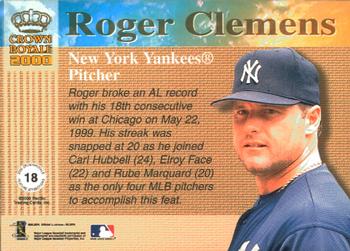2000 Pacific Crown Royale - Feature Attractions #18 Roger Clemens  Back