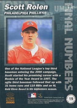 2000 Pacific Crown Royale - Final Numbers #19 Scott Rolen  Back