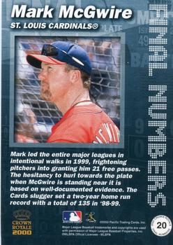 2000 Pacific Crown Royale - Final Numbers #20 Mark McGwire  Back