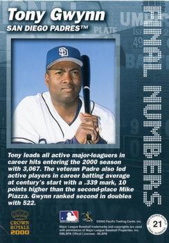 2000 Pacific Crown Royale - Final Numbers #21 Tony Gwynn  Back