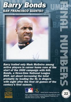 2000 Pacific Crown Royale - Final Numbers #22 Barry Bonds  Back