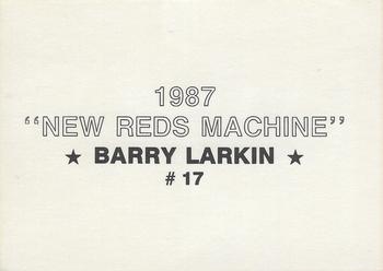 1987 New Reds Machine (unlicensed) #17 Barry Larkin Back