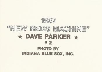 1987 New Reds Machine (unlicensed) #2 Dave Parker Back