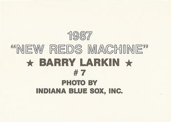 1987 New Reds Machine (unlicensed) #7 Barry Larkin Back