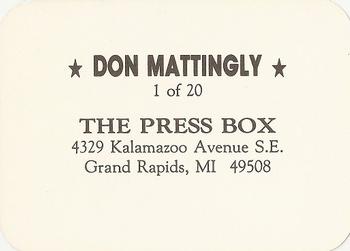 1987 The Press Box (unlicensed) #1 Don Mattingly Back
