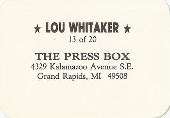1987 The Press Box (unlicensed) #13 Lou Whitaker Back