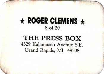 1987 The Press Box (unlicensed) #8 Roger Clemens Back