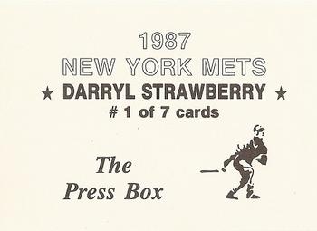1987 The Press Box New York Mets (unlicensed) #1 Darryl Strawberry Back