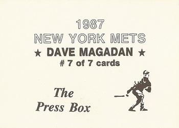 1987 The Press Box New York Mets (unlicensed) #7 Dave Magadan Back