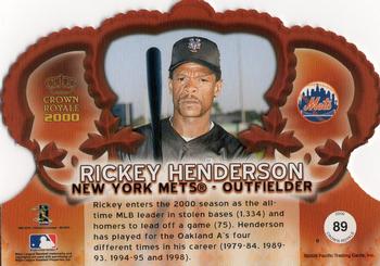 2000 Pacific Crown Royale - Limited #89 Rickey Henderson  Back