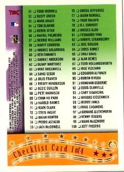 1997 Stadium Club - Checklists #1 Series 1 Checklist 1 of 4: 1-100 Back