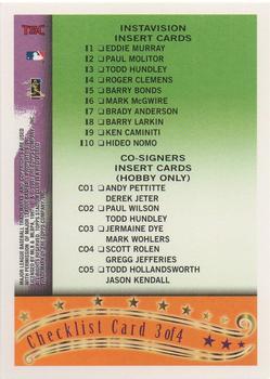 1997 Stadium Club - Checklists #3 Series 1 Checklist 3 of 4: Inserts Back