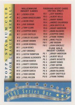 1997 Stadium Club - Checklists #3 Series 1 Checklist 3 of 4: Inserts Front