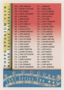 1997 Stadium Club - Checklists #2 Series 2 Checklist 2 of 4: 296-390 Front
