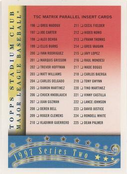 1997 Stadium Club - Checklists #4 Series 2 Checklist 4 of 4: Inserts Front