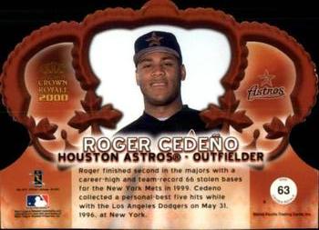 2000 Pacific Crown Royale - Premiere Date #63 Roger Cedeno  Back