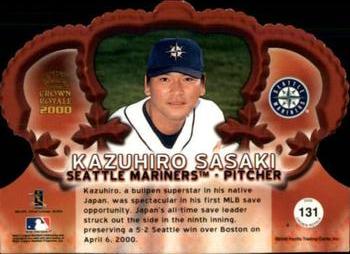 2000 Pacific Crown Royale - Premiere Date #131 Kazuhiro Sasaki  Back