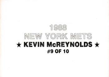 1988 New York Mets (unlicensed) #9 Kevin McReynolds Back
