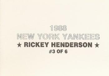 1988 New York Yankees (unlicensed) #3 Rickey Henderson Back