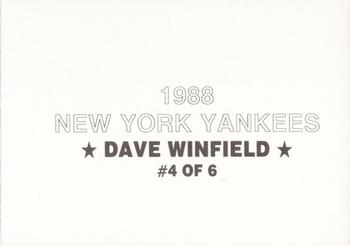 1988 New York Yankees (unlicensed) #4 Dave Winfield Back