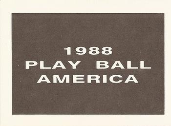 1988 Play Ball America (unlicensed) #NNO Wally Joyner Back