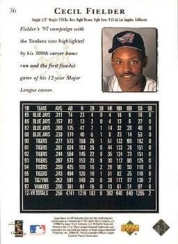1998 SP Authentic #36 Cecil Fielder Back