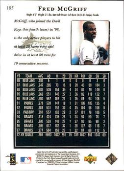 1998 SP Authentic #185 Fred McGriff Back