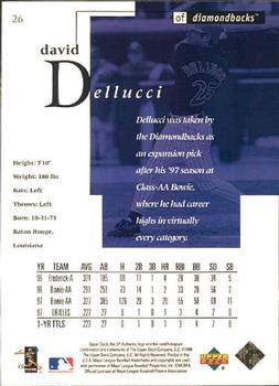 1998 SP Authentic #26 David Dellucci Back