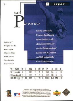 1998 SP Authentic #7 Carl Pavano Back