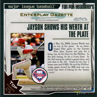 2009 Enterplay MLB Fan Pak #20 Jayson Werth Back