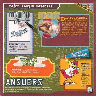 2009 Enterplay MLB Fan Pak #71 Trivia and Mini-Games 1 Back