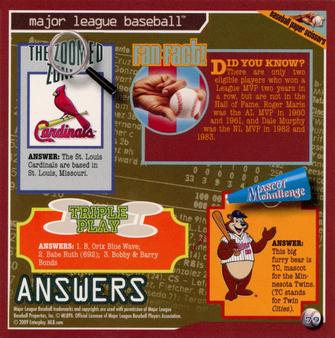 2009 Enterplay MLB Fan Pak #79 Trivia and Mini-Games 9 Back