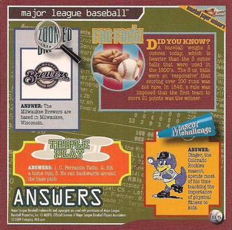 2009 Enterplay MLB Fan Pak #85 Trivia and Mini-Games 15 Back