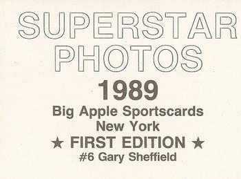 1989 Big Apple Sportscards Superstar Photos (unlicensed) #6 Gary Sheffield Back