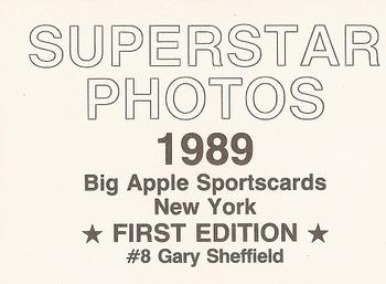 1989 Big Apple Sportscards Superstar Photos (unlicensed) #8 Gary Sheffield Back