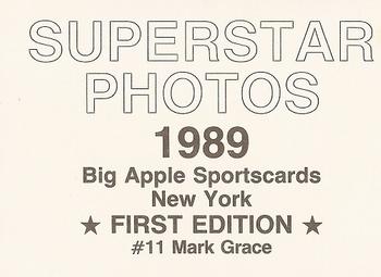 1989 Big Apple Sportscards Superstar Photos (unlicensed) #11 Mark Grace Back