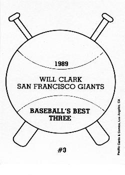 1989 Pacific Cards & Comics Baseball's Best Three (unlicensed) #3 Will Clark Back
