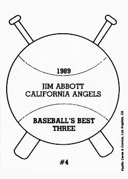 1989 Pacific Cards & Comics Baseball's Best Three (unlicensed) #4 Jim Abbott Back