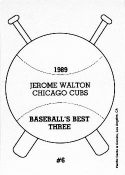 1989 Pacific Cards & Comics Baseball's Best Three (unlicensed) #6 Jerome Walton Back