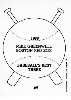 1989 Pacific Cards & Comics Baseball's Best Three (unlicensed) #9 Mike Greenwell Back