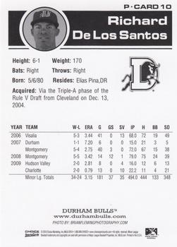 2010 Choice Durham Bulls #10 Richard De Los Santos Back
