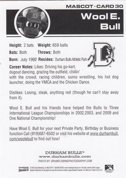 2010 Choice Durham Bulls #30 Wool E. Bull Back